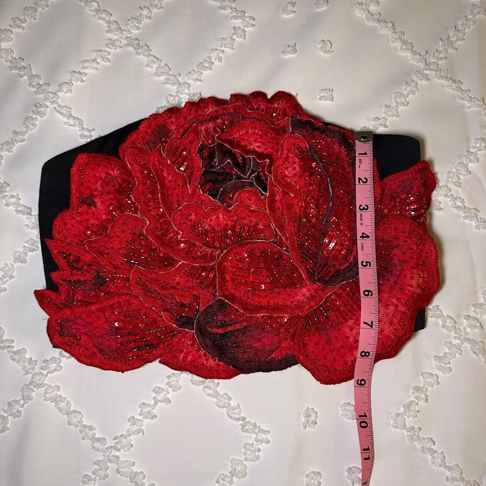 Alice + Olivia Black Top with Red Floral Design - Picture 7 of 7